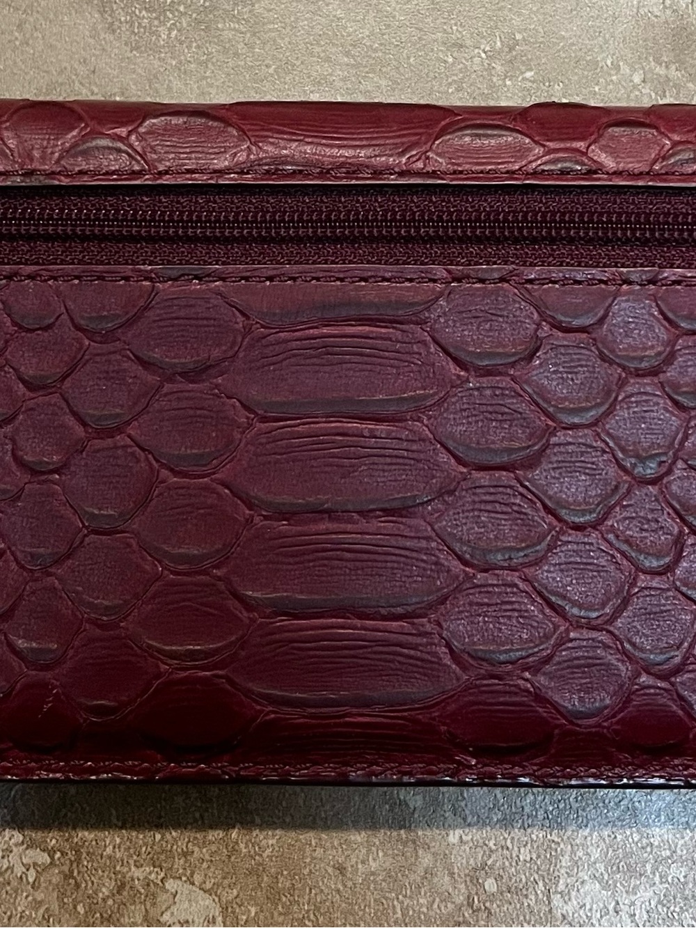 COACH Burgundy Python-Embossed Leather Wallet - Picture 2 of 4